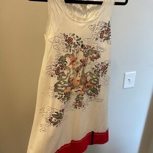Vivienne Tam Rare Geisha Print Mini Dress | White & Red | Vintage Y2K | Size S